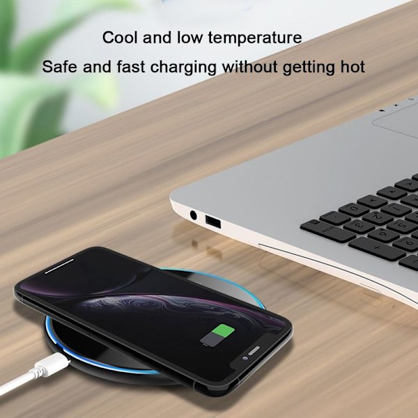 Trådløs oplader, Qi 15W induktiv opladningsstation, trådløs sort