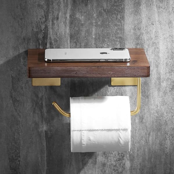 Børstet guld toiletpapirholder i træ