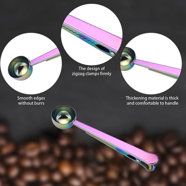 Kaffeske med klips, 2 i 1 rustfrit stål, 1 spsk Ground Magic maling KLB
