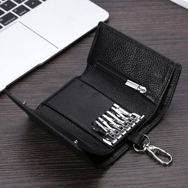 TP-9090K Multifunktionell Tri-Fold Lädernyckelplånbok (Lila)