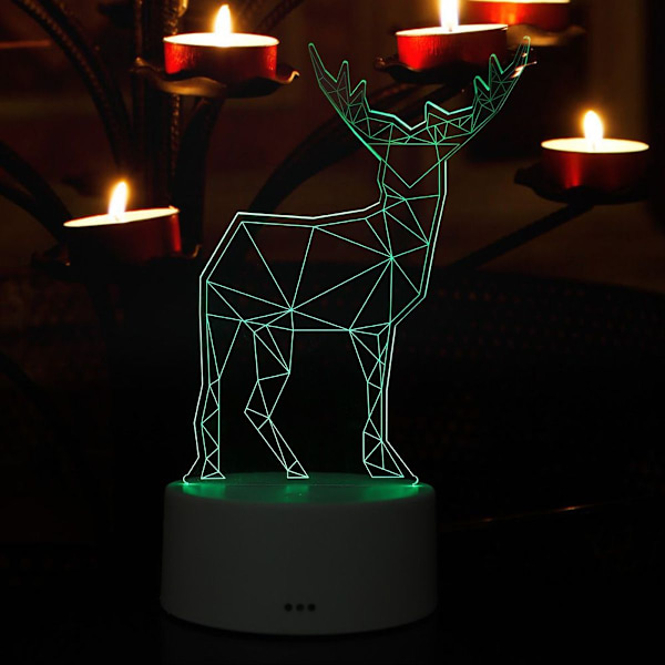 3D Elgmønster Natlys Akryl Panel Lampe Base + USB KLB