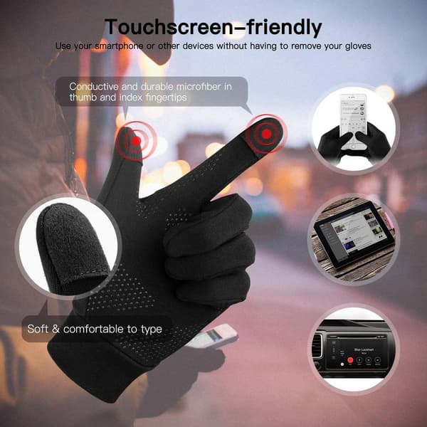 Touchscreen Handsker - Vindtætte, Sorte, M