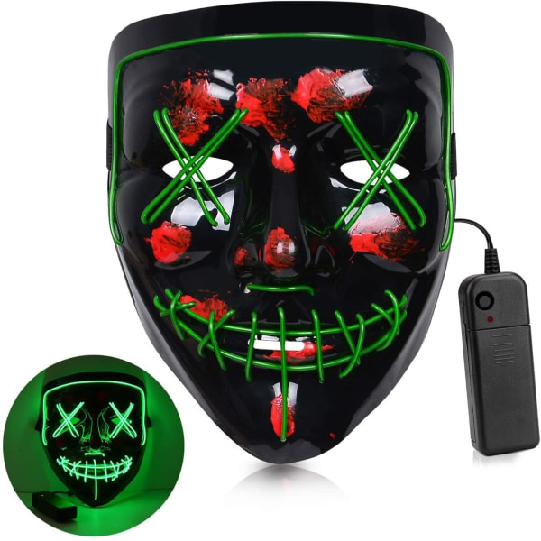 Led Mask Light Up Cosplay Glödande Mask Present för Festival Party (Vert)