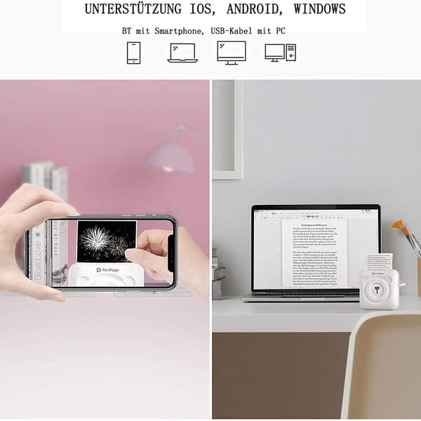 Mini Fotoprinter til Smartphone - Trådløs BT-printer, Pink