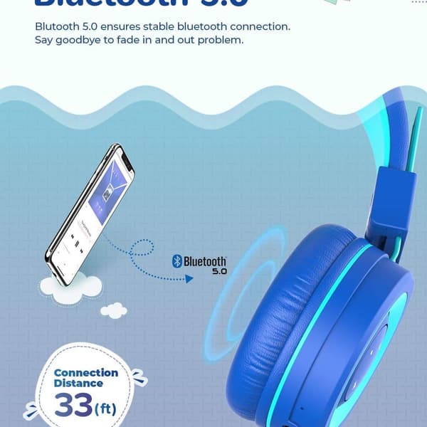 Bluetooth-hodetelefoner for barn. Barnehodetelefoner med blått