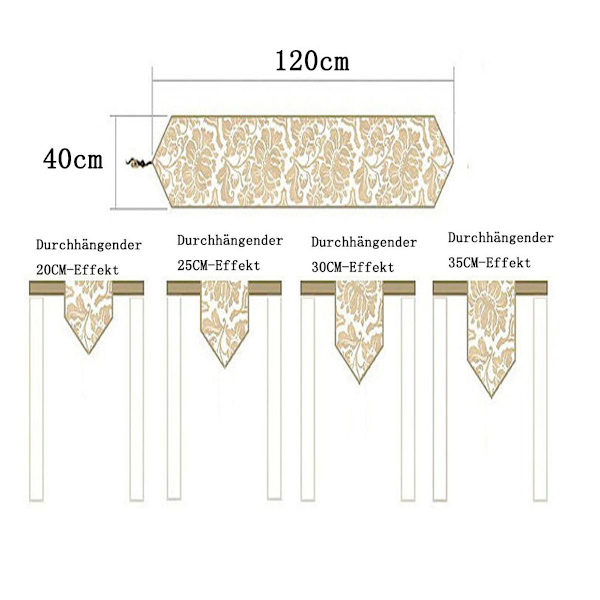 Blommig mönstrad broderad spets bordslöpare polyester rektangulär bordslöpare för KLB