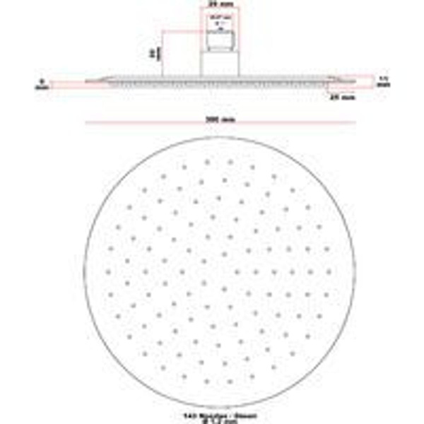 Rund brusehoved 30 cm hoved Regnbrusehoved rustfrit stål