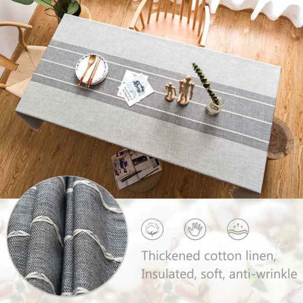 Modern linne-bomullsduk, rektangulär, för rektangulära bord, heminredning (90x90cm, grå) KLB