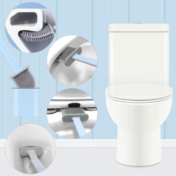 Toalettborste, toalettborste silikon, toaborste snabbtorkande hållare