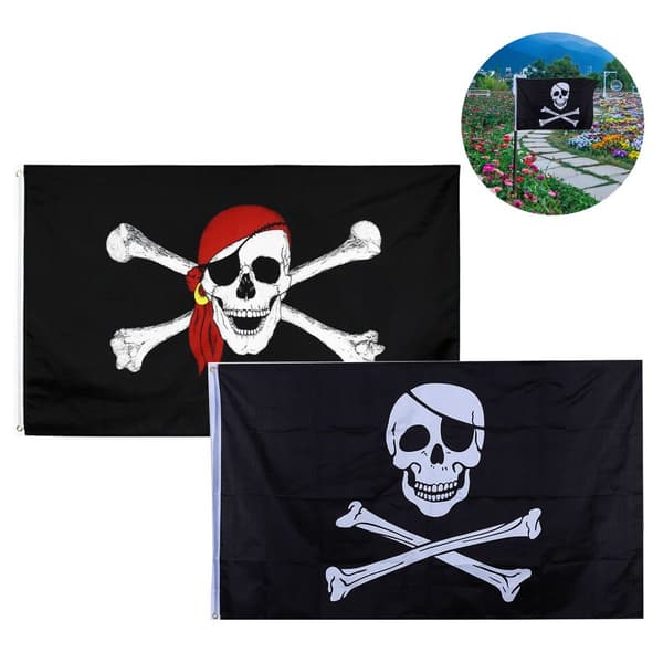 2 stk. 30*45cm Pirat Dacron Flag til Piratfest, KLB