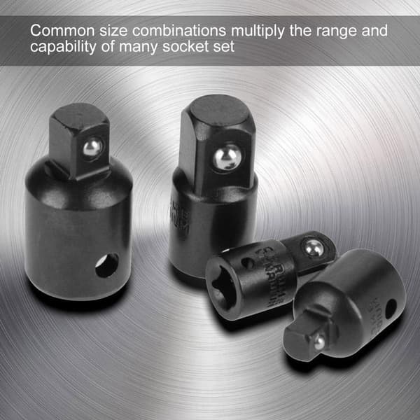 4-delt krom-vanadium adapter-sæt - 1/4\", 3/8\", 1/2\" KLB