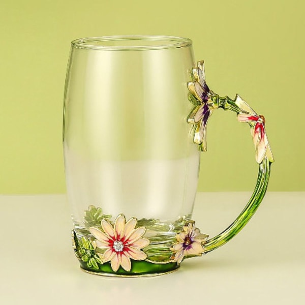 Håndlavede glas kaffekopper med skeer, 350 ml kopper,