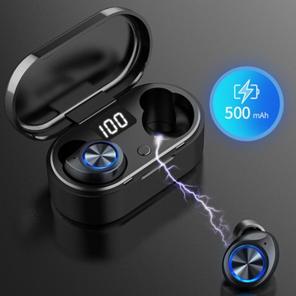 Bluetooth-kuulokkeet, langattomat kuulokkeet korvassa mustalla