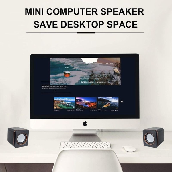 USB-stereohøyttalersystem med 3,5 mm lydkontakter for tilkobling