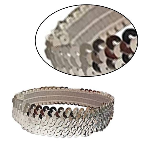 12 stk Sequin Hodebånd Elastisk Stretch Glitter Mote Hodebånd Sølv