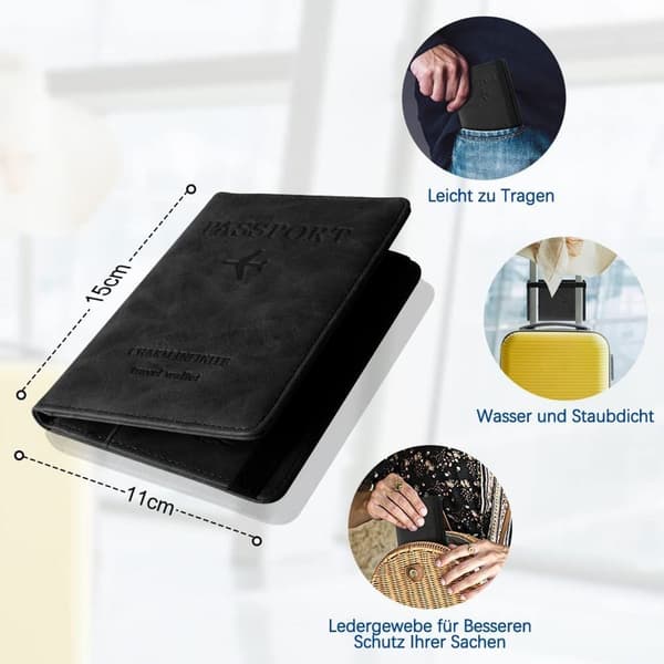 Passfodral, Czyan konstläder skyddande passfodral med RFID-blockering