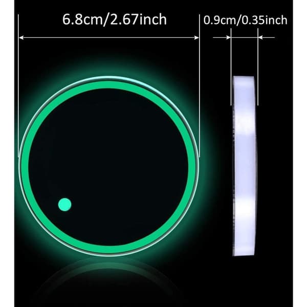LED koppholderlys, 2 stk vanntett coasters 7 farger KLB