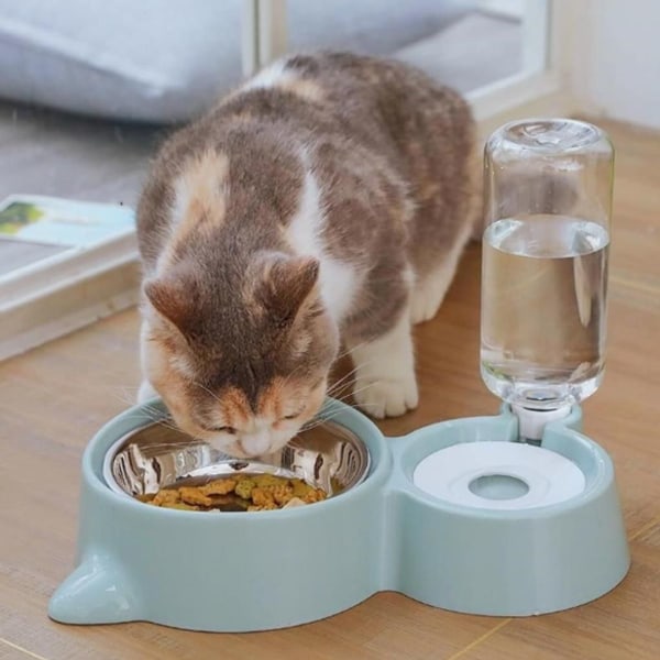 Skridsikre dobbelte katteskåle, automatisk foderskål og vanddispenser KLB