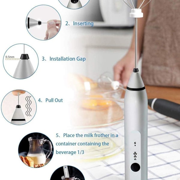 Melkeskummer, bærbar kaffeskummer, elektrisk skumprodusent Silvery KLB