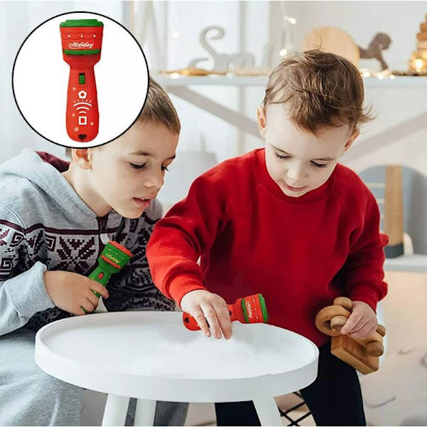 Paket ficklampa projektor för barn - Julprojektor - Julgåvor för barn - 24 bilder grönt + rött KLB