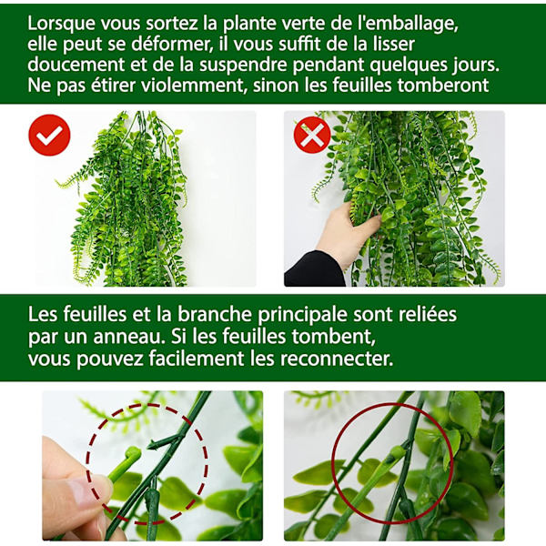 2 stk. Kunstige Persiske Blad Rattan Væghængning, Kunstig Rattanplantevæg, Bryllupsdekoration til Hjemmet og Udendørs