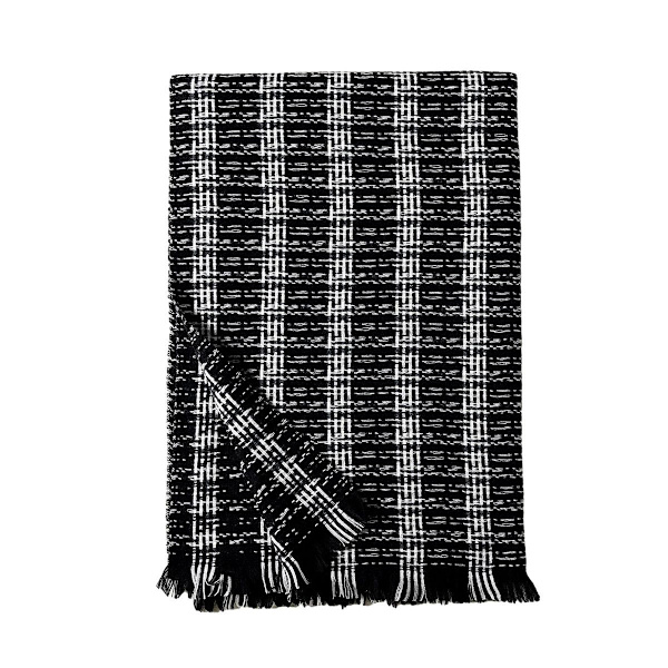 Skjerf for kvinner, rutete pleddskjerf, trendy tartan-skjerf, oversized omslag, svart KLB