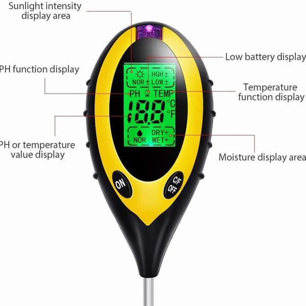 4 i 1 jordtester - PH - jordfugtighedsmåler - jordfugtighedssensor -