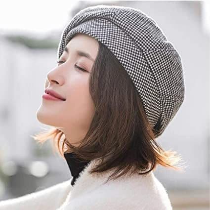 Sort vinterhat, M (56-58 cm) Koreansk damebaret behagelig og varm vinterhat, egnet til forår, efterår og vintertøj