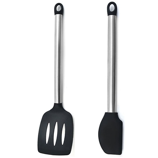 2-delt mini køkkenredskabssæt - rustfrit stål og skovl + skraber KLB
