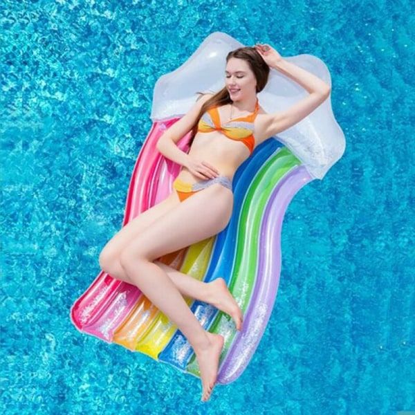 2 st Multifunktionell Flytande Uppblåsbar Hängmatta Flytande Säng Uppblåsbar Boj Bärbar Vatten Float Ultralätt Float Flytande Avlopp Stol Färg KLB