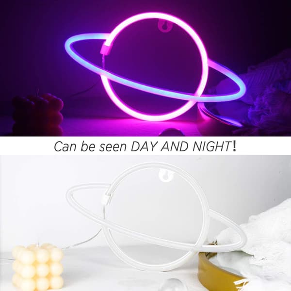 Planet Neon Skylt LED Skyltar Rosa Blå Neonljus Skylt Planet Neon Skylt för Barnrum Sovrum Julgåva Väggdekor
