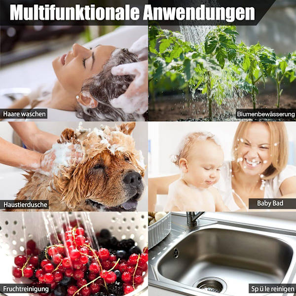 Handdusch för handfat med slang, duschhuvudset med väggfäste och KLB