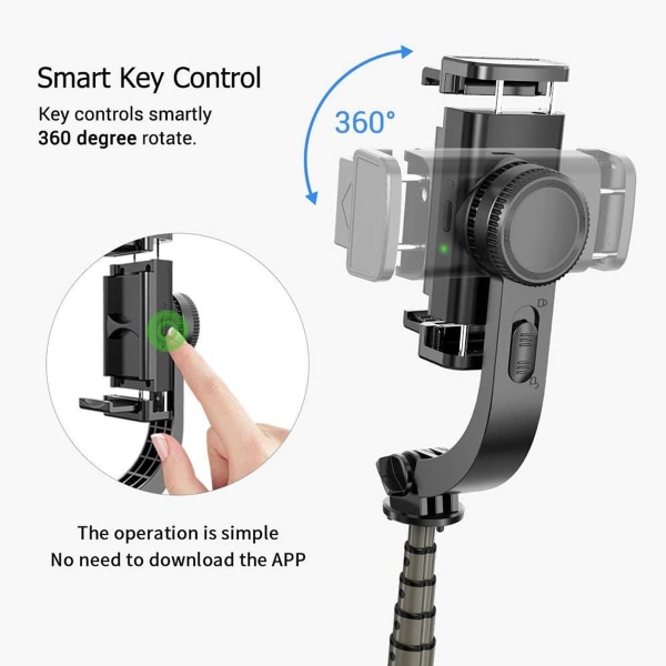 3 i 1 telefon Gimbal Stabilizer Selfie Stick Stativ 86cm 5 delar med KLB