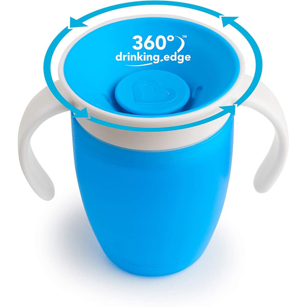 2 Miracle 360 oppimukupin setti -vihreä/sininen -207 ml Äidin hyvä apulainen 360 ° vauva vauva lapsi juomakupin oppiminen juomakupin vauva anti-tukehtumiskuppi
