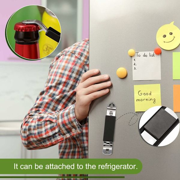 4-pack magnetisk flaskeåpner, klassisk flaskeåpner i rustfritt stål med magnet for camping og reiser KLB