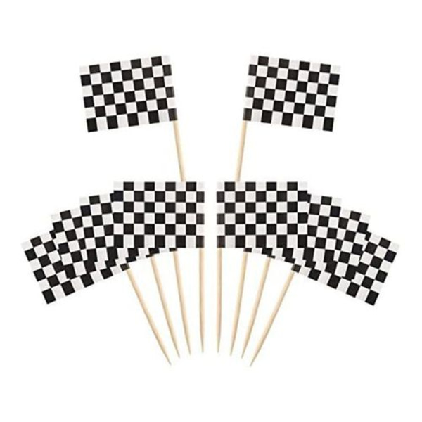 120 Stk Rutig Racingflagga Party Cupcake Pick Tandpetare Flagga Middag
