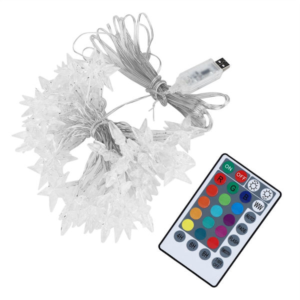 5m 50LED Lysstreng med Femtakkede Stjerner Dekorativ Lampe med KLB