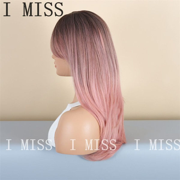 Gradient Rosa Micro Curl Fashion Dam Peruk av Syntetiskt Hår