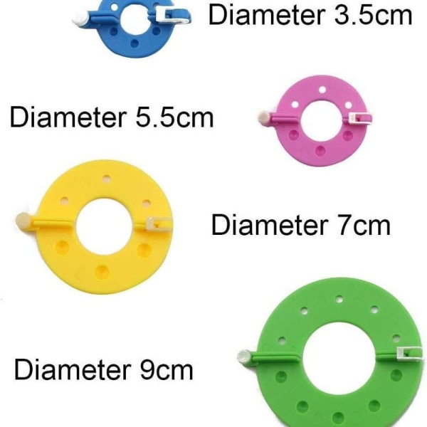 4 stk 4 størrelser Fluff Ball Weaver Needle PomPom Maker Sets, DIY Pompoms Craft