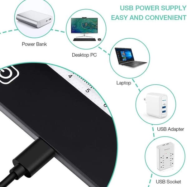 LED-lampstativ med USB-kabel, steglöst dimbar ljusstyrka, 4 mm