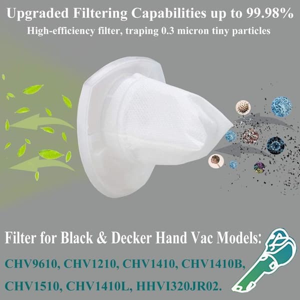 Pakke med 6 udskiftningsfilter til Black & Decker Power