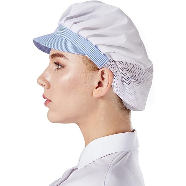 (Half Mesh Blue) 3 kpl Kokin hattu Keittiö Ruoanlaitto Kokki Cap Ruokapalvelu Hiusverkot naisille, one size