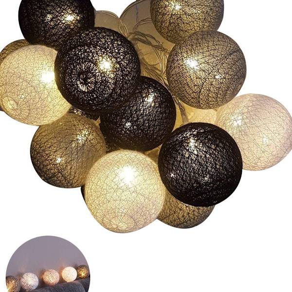 Bomuldsbold Fe Lys - 3M 20 LED Bold Fe Lys Grå KLB