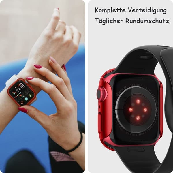 Slank pasform designet til Apple Watch Series 7 (45mm), Metallic Red