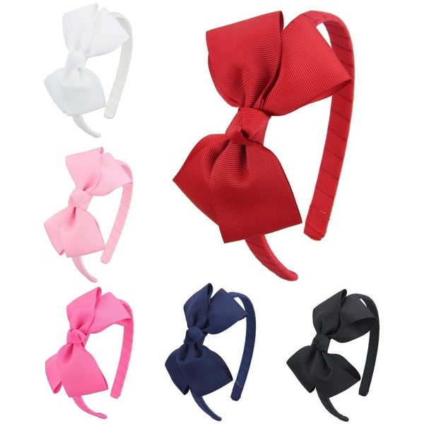 Pakke med 6 Girls Boutique Grosgrain Ribbon Pandebånd med sløjfer KLB
