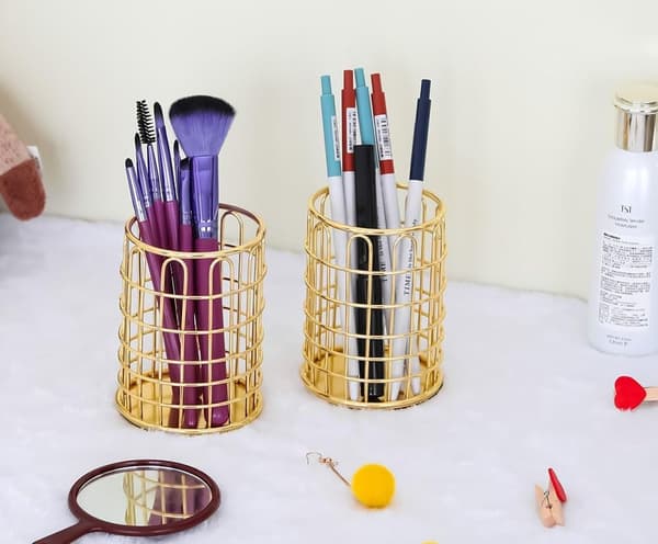 Penholder, Makeup Brush Organizer - 2 Pak, Kontortråd, Guld