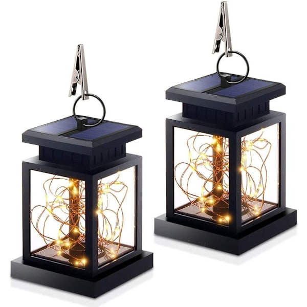 2-pack solcellslyktor utomhus, LED-solcellslyktor, IP44 vattentäta LED-solcellslampor för trädgård, balkong, kafébar