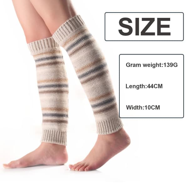 Kvinde Mode Horisontale Striber Farve Blokering Strikket Beige KLB