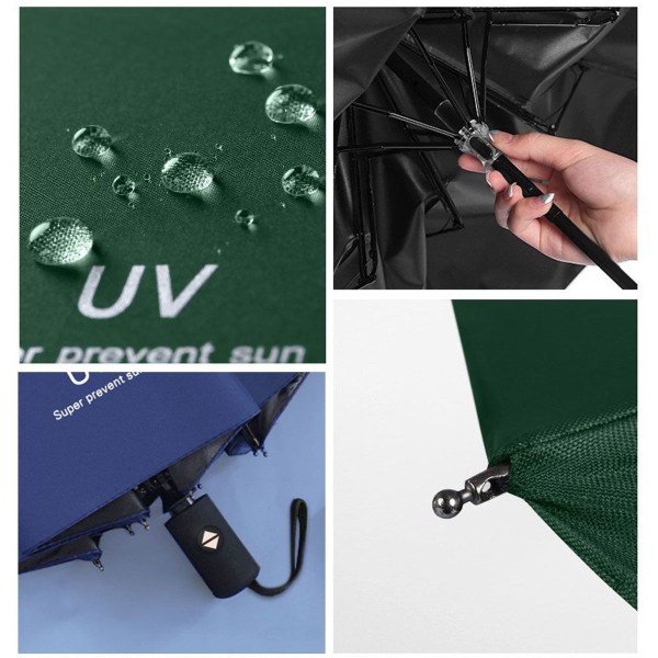 UV Automatisk Paraply og Regn Sammenfoldelig Paraply Navy Blue KLB