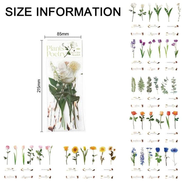Pressade Blomma Dekaler Set (84 Stycken) Torkade Blommor Harts Dekaler